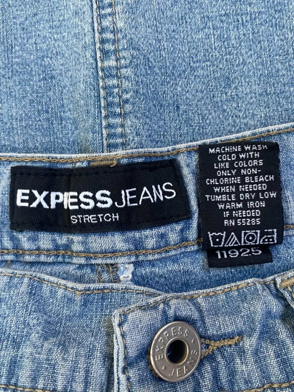 EXPRESS stretch denim light wash slit skirt, size 3/4 small